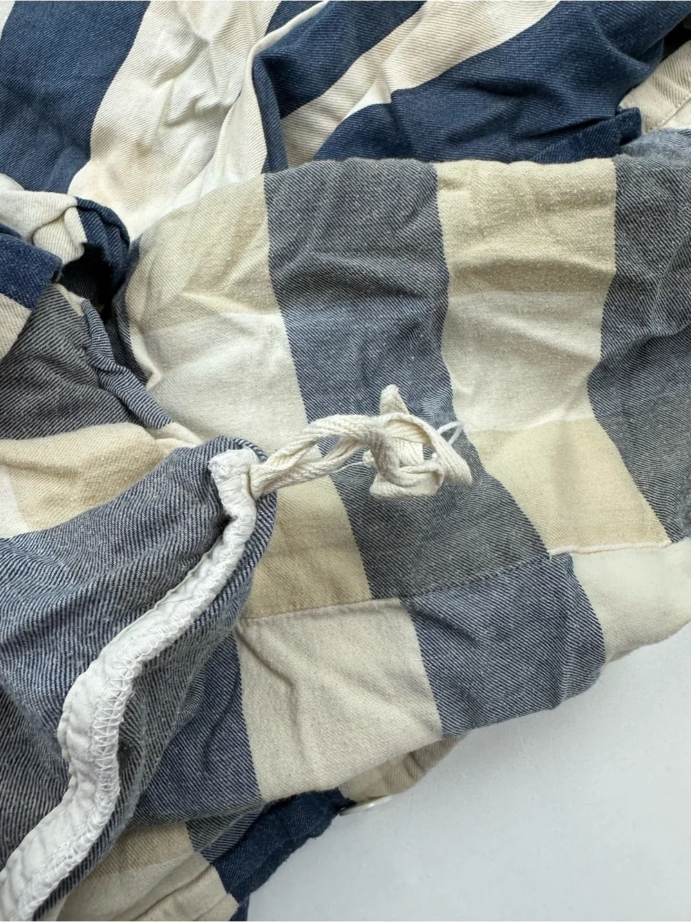 Restoration Hardware Baby & Child Navy Neutral Striped Checkered Duvet Cover